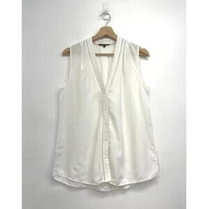 Kobi Halperin Raquel Blouse Tencel-Linen V-Neck Button-Front Sleeveless - Small